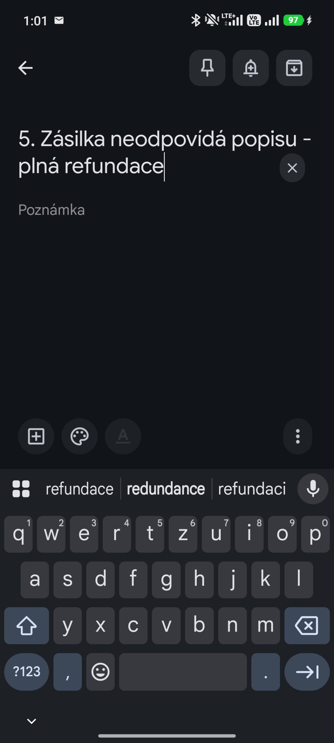 5. zboží neodpovídá popisu - plná refundace